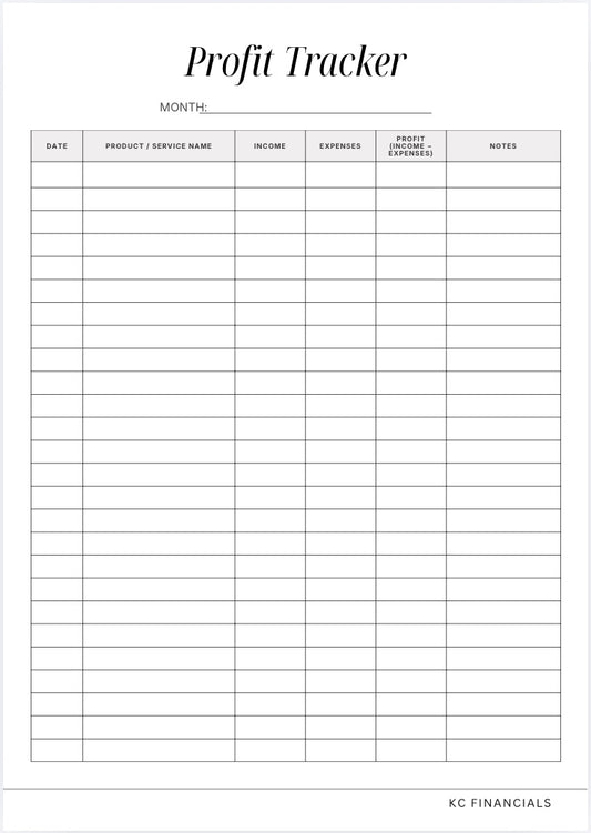 Profit Tracker Template - Free